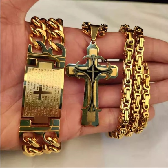 Men Hip hop cross jesus pendant with stainless